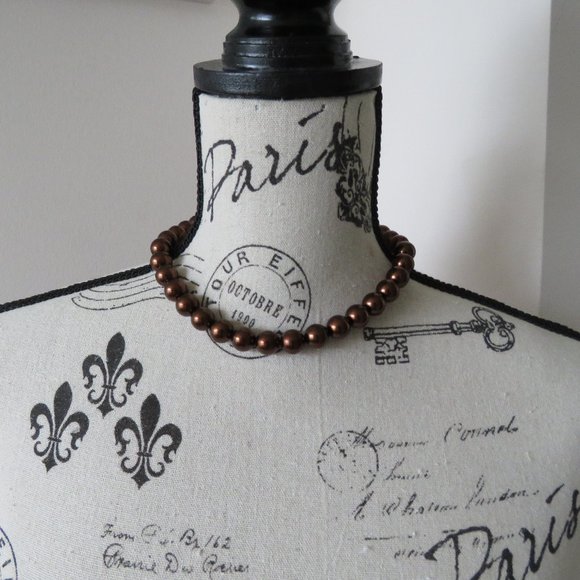 Brown Metallic Finish Beaded Adjustable Length Necklace - Picture 1 of 4